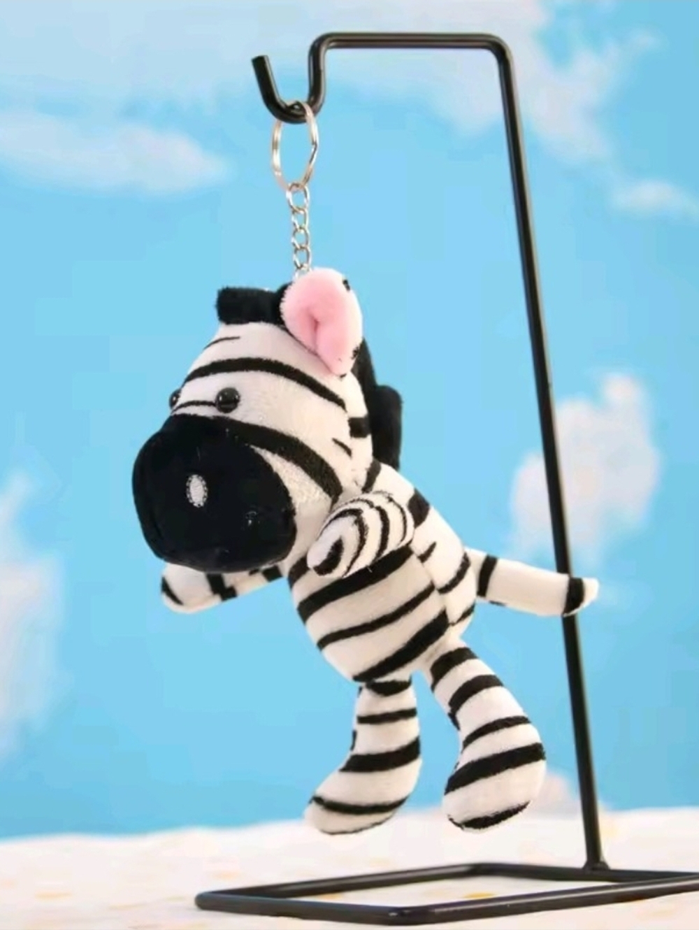 Source Unknown Black and White Zebra Plush Keychain